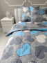 Комплект постельного белья 2-спальный с Евро простыней, поплин (Романтика, голубой)